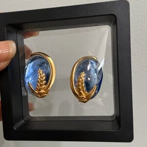 CHANEL Blue and Gold Earrings